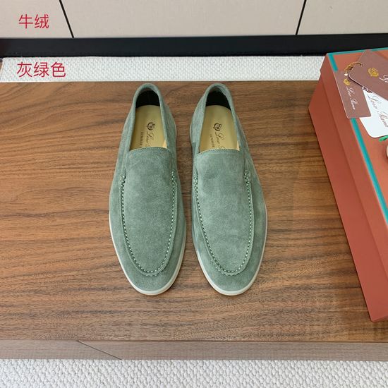 Loro Piana Smooth Loafers Soft Calf Suede Upper Sheepskin Lining Wear-resistant Sole