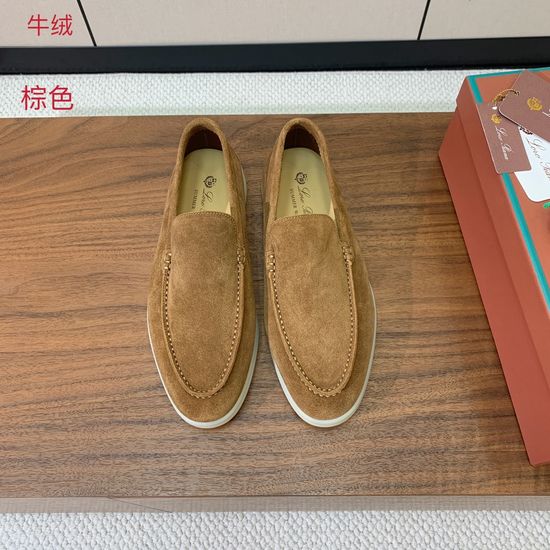 Loro Piana Smooth Loafers Soft Calf Suede Upper Sheepskin Lining Wear-resistant Sole