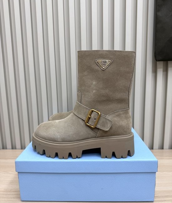 Prada Sheepskin Lined Martin Boots Non Slip Comfortable Durable Footwear