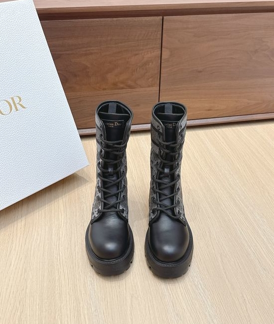 Christian Dior CD Embroidered Ankle Boots Adjustable Strap Durable Outsole