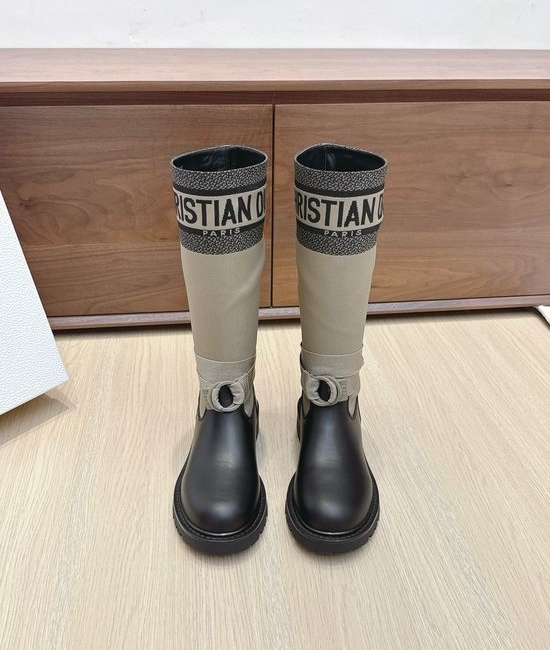 Christian Dior CD Graffiti Knee High Boots Adjustable Strip Wear Resistant Sole