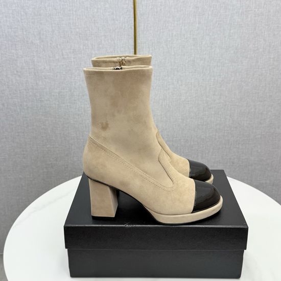 Chanel Patent Leather Ankle Boots with Genuine Leather Sole