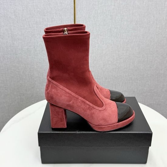 Chanel Patent Leather Ankle Boots with Genuine Leather Sole