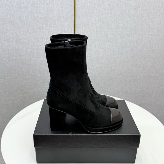 Chanel Patent Leather Ankle Boots with Genuine Leather Sole