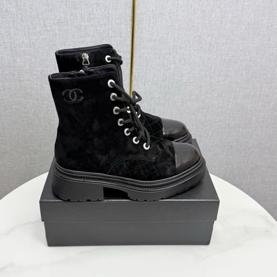 Chanel Embroidered Chunky Heel Suede Ankle Boots