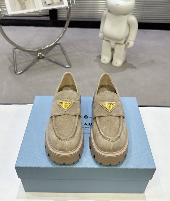 Prada Leather Platform Mary Jane Shoes Comfortable Thick Sole