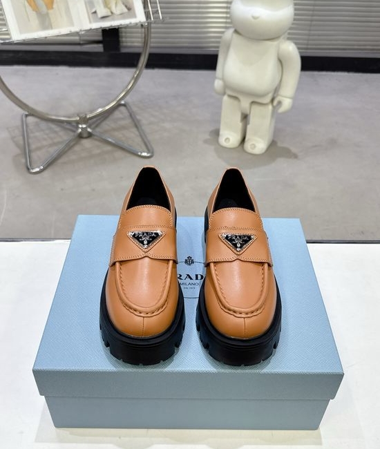 Prada Chunky Platform Mary Jane Loafers Leather Upper Comfortable