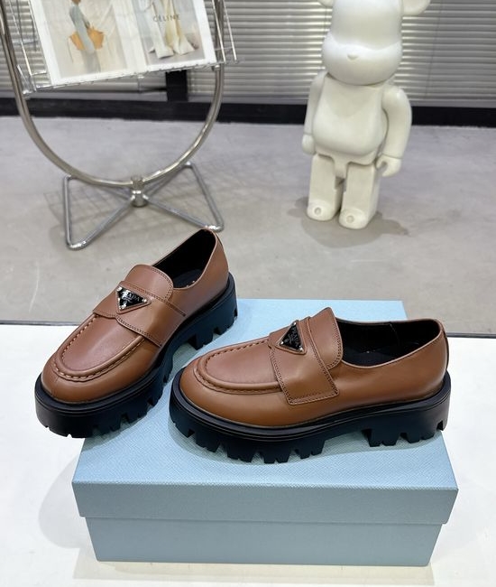 Prada Chunky Platform Mary Jane Loafers Leather Upper Comfortable
