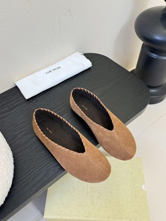 The Row Soft Suede Leather Comfortable Slip On Casual Flats
