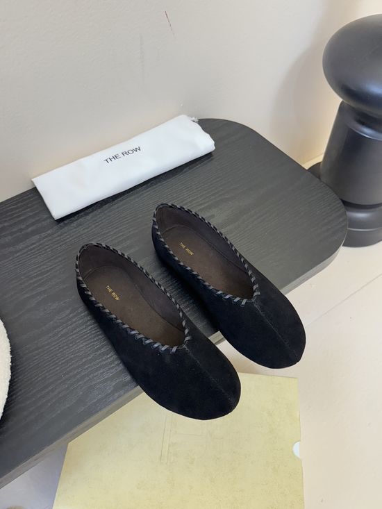 The Row Soft Suede Leather Comfortable Slip On Casual Flats
