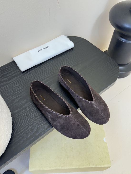 The Row Soft Suede Leather Comfortable Slip On Casual Flats