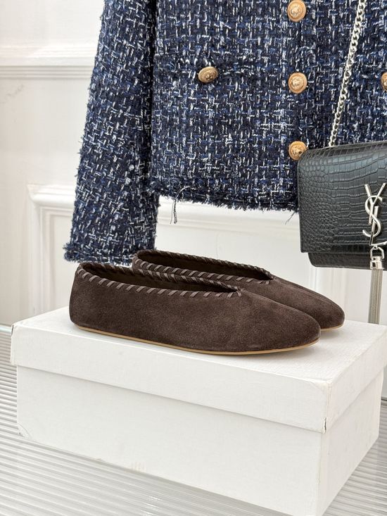 The Row Minimalist Woven V-cut Leather Shoes Handcrafted Comfortable Footwear