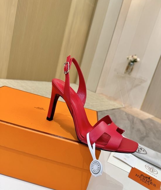 Hermes Elegant Leather High Heels Italian Leather Outsole 9cm Heel