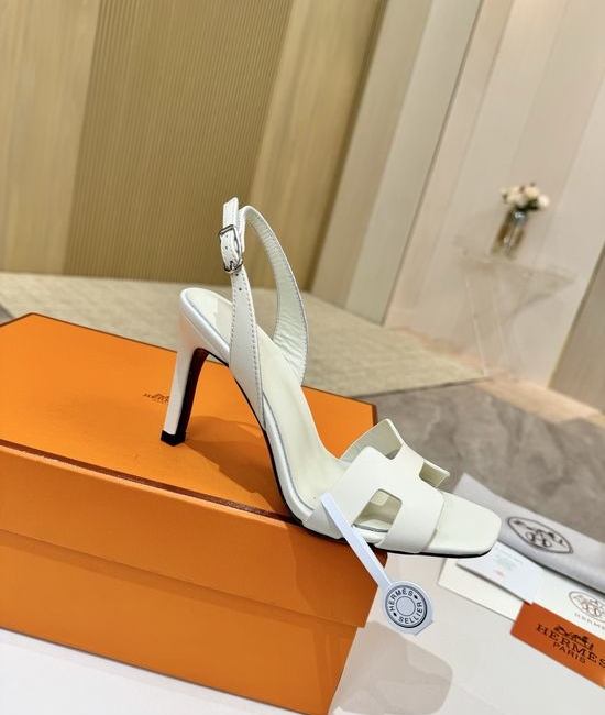 Hermes Elegant Leather High Heels Italian Leather Outsole 9cm Heel