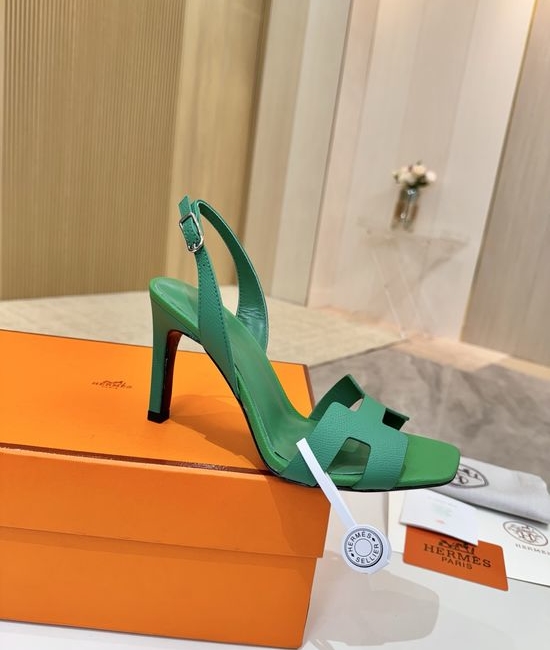 Hermes Elegant Leather High Heels Italian Leather Outsole 9cm Heel