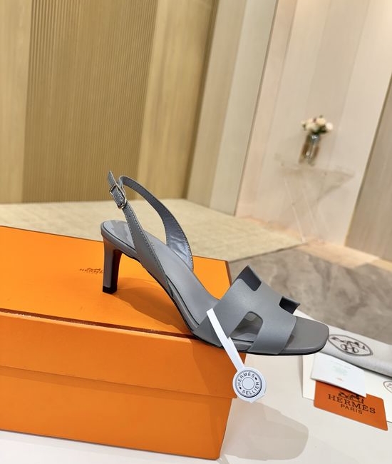 Hermes Genuine Leather Heels Premium Leather Lining 6.5cm Heel Height