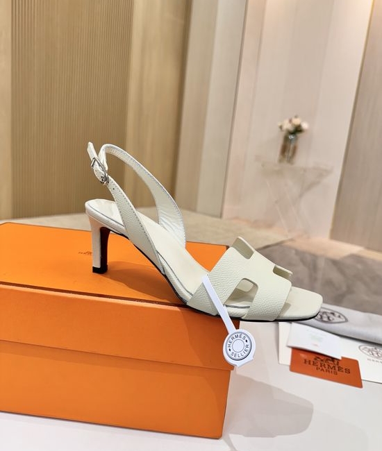 Hermes Genuine Leather Heels Premium Leather Lining 6.5cm Heel Height