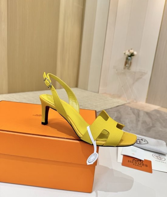 Hermes Genuine Leather Heels Premium Leather Lining 6.5cm Heel Height