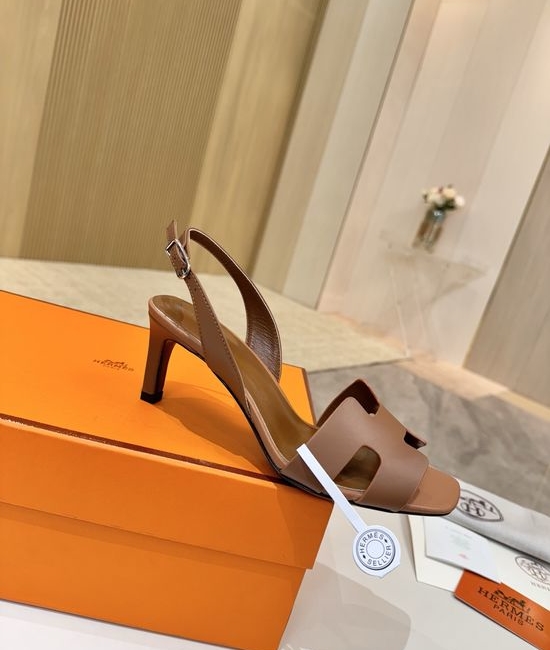 Hermes Genuine Leather Heels Premium Leather Lining 6.5cm Heel Height