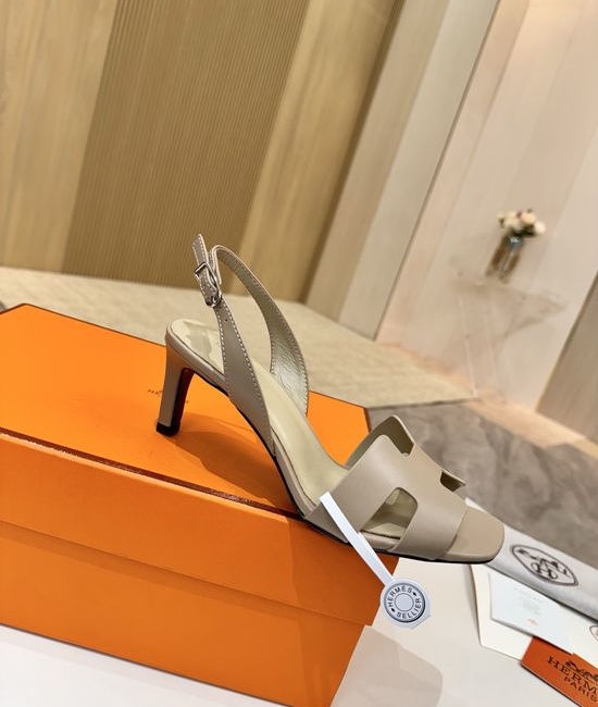 Hermes Genuine Leather Heels Premium Leather Lining 6.5cm Heel Height