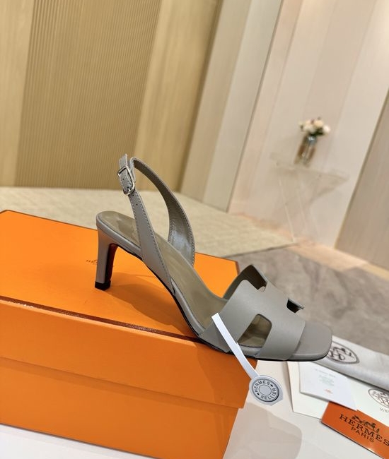 Hermes Genuine Leather Heels Premium Leather Lining 6.5cm Heel Height