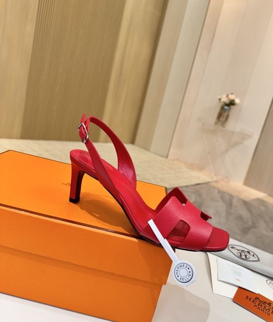 Hermes Genuine Leather Heels Premium Leather Lining 6.5cm Heel Height
