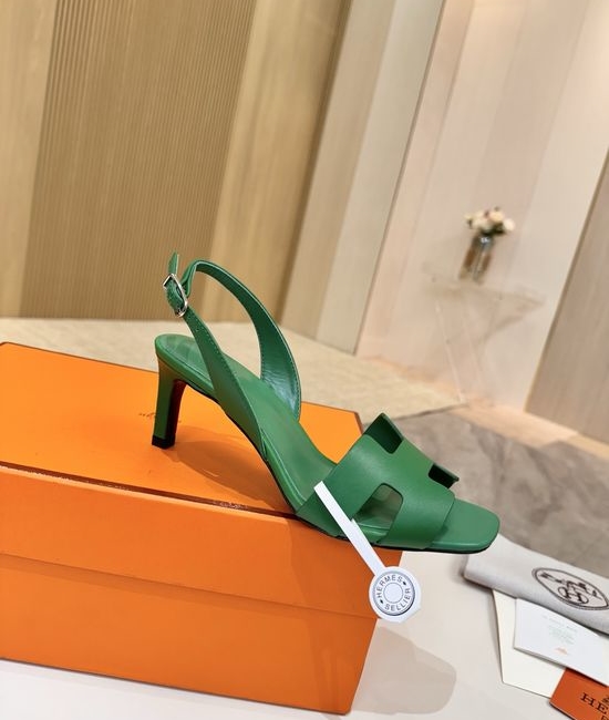 Hermes Genuine Leather Heels Premium Leather Lining 6.5cm Heel Height