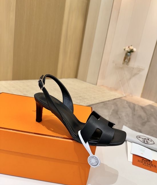 Hermes Genuine Leather Heels Premium Leather Lining 6.5cm Heel Height
