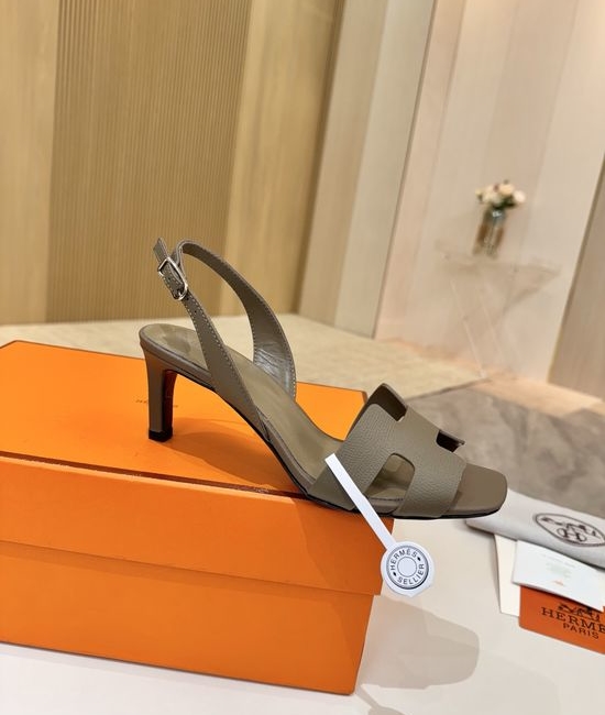 Hermes Genuine Leather Heels Premium Leather Lining 6.5cm Heel Height