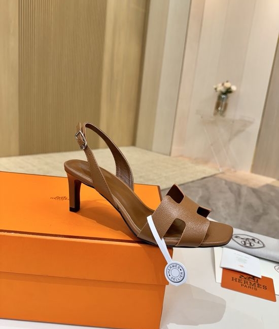Hermes Genuine Leather Heels Premium Leather Lining 6.5cm Heel Height