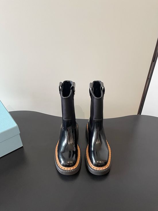 Prada Casual Platform Leather Biker Ankle Boots