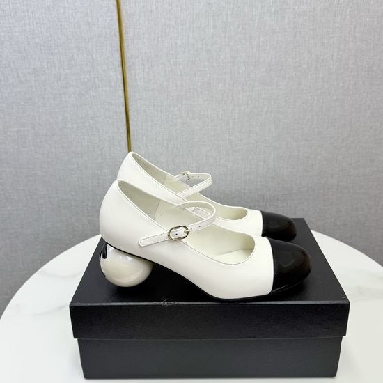 Chanel Pearl Heel Mary Jane Shoes Fashion Elegant Footwear for Daily Wear