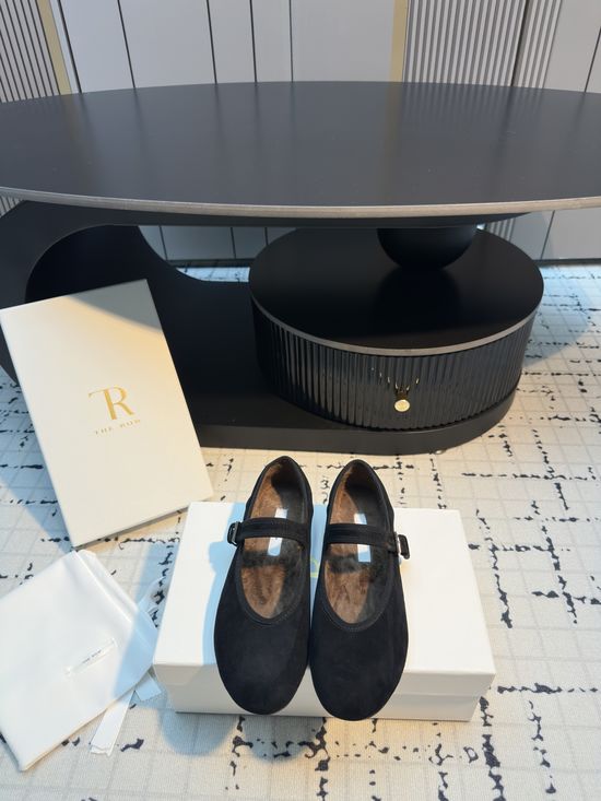 The Row Round Toe Fur Lined Mary Jane Shoes Soft Sole Comfortable Footwear