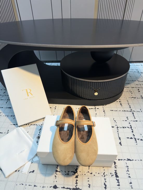 The Row Round Toe Fur Lined Mary Jane Shoes Soft Sole Comfortable Footwear