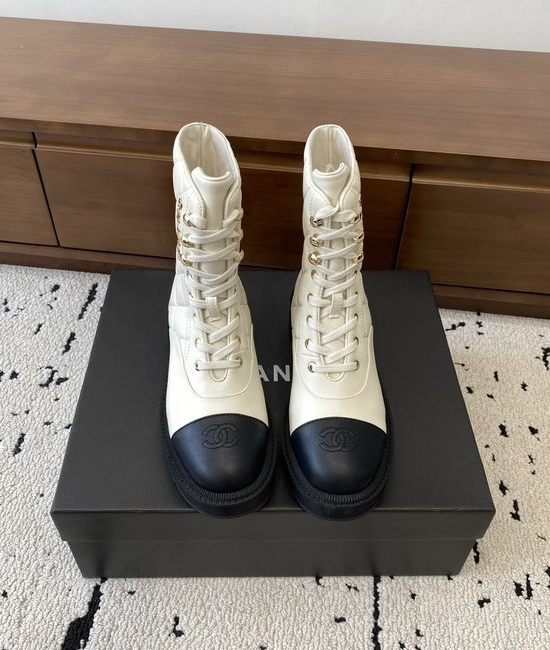 Chanel Cowhide Quilted Ankle Boots Non-slip Sole Comfortable Footwear
