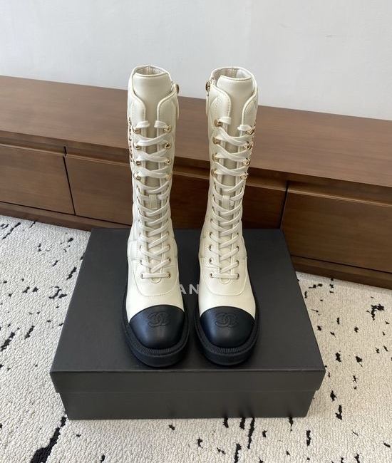 Chanel Quilted Leather Ankle Boots with Lace Up Design
