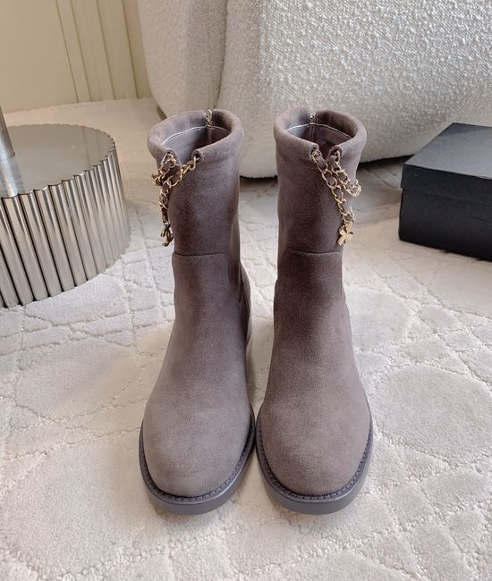 Chanel Chic Chain Pendant Ankle Boots with Premium Sheepskin Lining