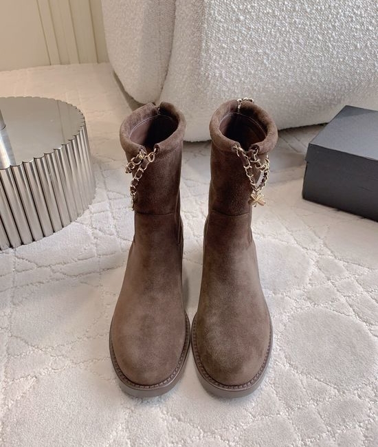 Chanel Chic Chain Pendant Ankle Boots with Premium Sheepskin Lining