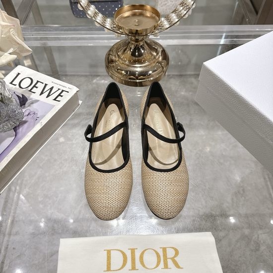 Christian Dior CD Satin Bow Flat Ballet Shoes Soft Sheepskin Lined