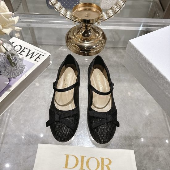 Christian Dior CD Satin Bow Flat Ballet Shoes Premium Leather Sole