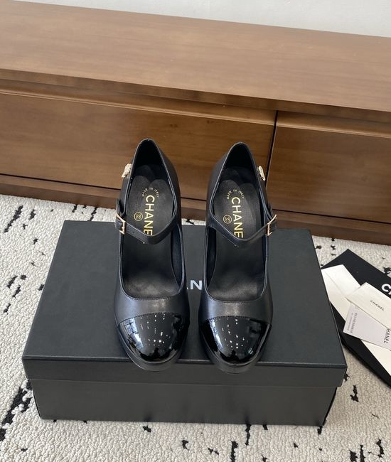 Chanel Elegant High Heel Platform Pumps Premium Leather Upper