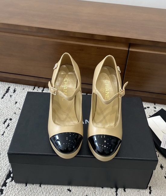 Chanel High Heel Platform Leather Shoes Elegant Comfortable Dress Footwear