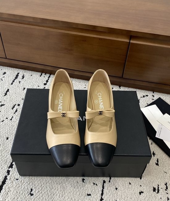 Chanel Mid Heel Lambskin Mary Jane Shoes Comfortable Formal Footwear