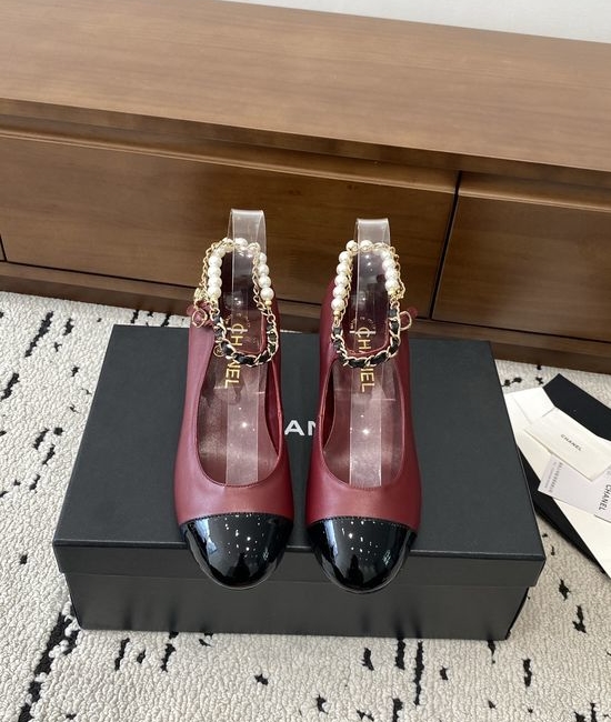 Chanel Metal Chain Decor Leather Mary Jane Comfortable Flat Shoes