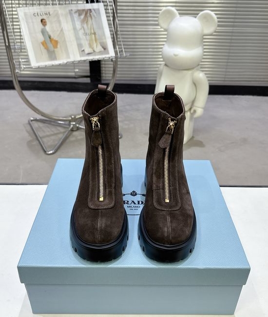 Prada Slip On Leather Ankle Boots Lightweight Comfortable Stylish Footwear