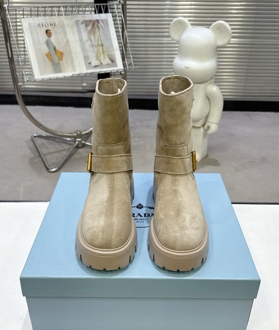 Prada Classic Emblem Slip On Short Boots Lightweight Sole