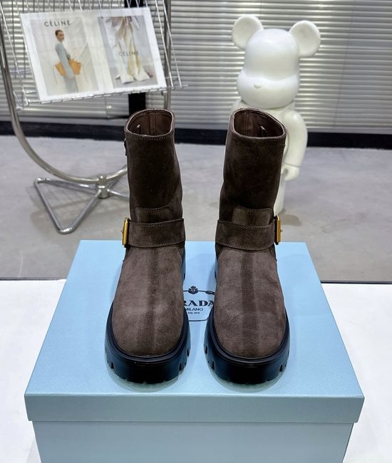 Prada Classic Emblem Slip On Short Boots Lightweight Sole