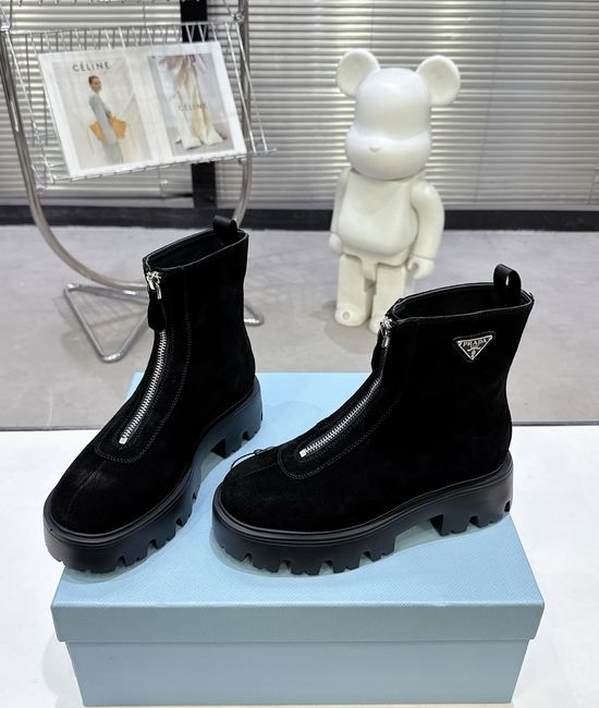 Prada Slip On Leather Ankle Boots Lightweight Comfortable Stylish Footwear