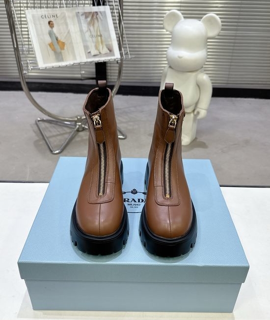 Prada Slip On Leather Ankle Boots Lightweight Comfortable Stylish Footwear