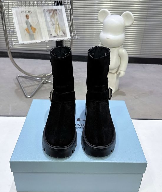 Prada Classic Emblem Slip On Short Boots Lightweight Sole